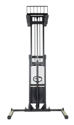 Vestil SE/HP-118-AA combination hand pump and electric stacker shown from an alternate angle