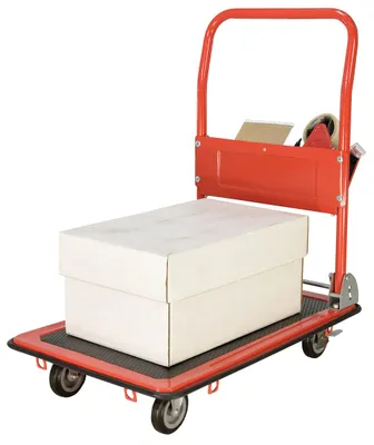 Vestil SFT-1929 steel folding handle platform truck shown from an alternate angle