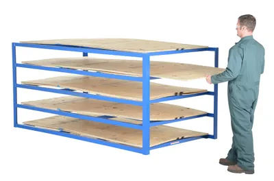 Vestil SHEET-R-57 horizontal sheet rack shown from an alternate angle