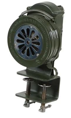 Vestil Steel Warning Siren Hand Crank Metal Bracket Mount Army Green