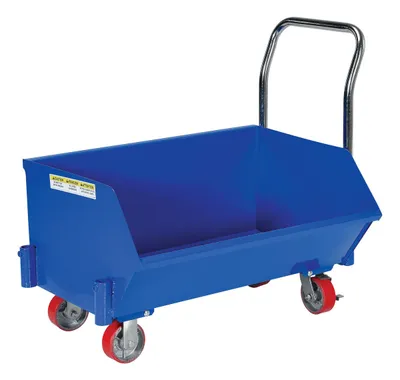 Vestil Steel Low Profile Hopper 1/4 Cubic Yard 1,000 Lb. Capacity Blue