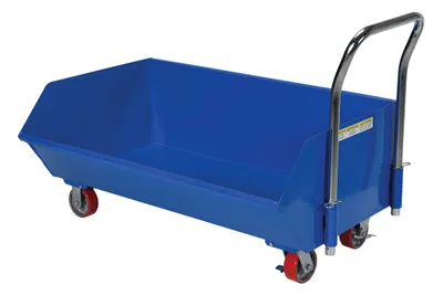 Vestil Steel Low Profile Hopper 1/3 Cubic Yard 1,000 Lb. Capacity Blue