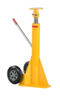 Vestil Steel Trailer Stabilizing Spin Top Ratchet Jack 27-1/4 In. x 17-5/8 In. x 39 In. 100,000 Lb. Static Capacity Yellow