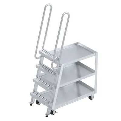 Vestil Aluminum High Duty Stock Picker Truck with Steel Ladder 22 In x 40 In 500 Lb. Capacity