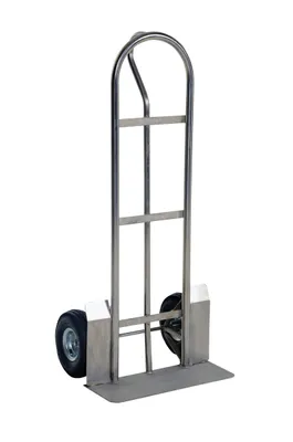 Vestil Stainless Steel Heavy Duty P-Handle Truck with Pneumatic Wheels 600 Lb. Capacity Silver
