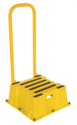 Vestil Polyethylene Nestable with Handrails 1 Step 500 Lb. Capacity Yellow