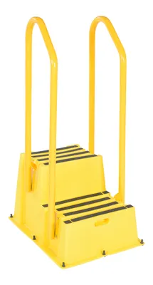 Vestil Polyethylene Nestable with Handrails Casters 2 Step 500 Lb. Capacity Yellow