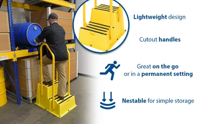 Vestil SPN-2-YL-HR step poly nestable feature highlights