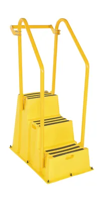 Vestil Polyethylene Nestable with Hand and Back Rails Casters 3 Step 500 Lb. Capacity Yellow