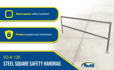 Vestil SQ-A-120 square safety handrail feature highlights