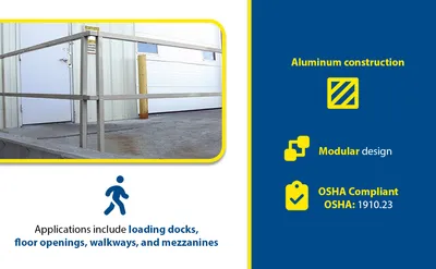 Vestil SQ-A-84 square safety handrail feature highlights