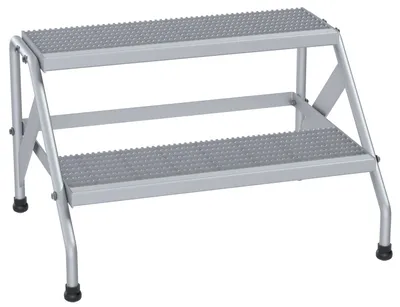 Vestil Aluminum 2 Step Knock Down Wide Stand 500 Lb. Capacity Silver
