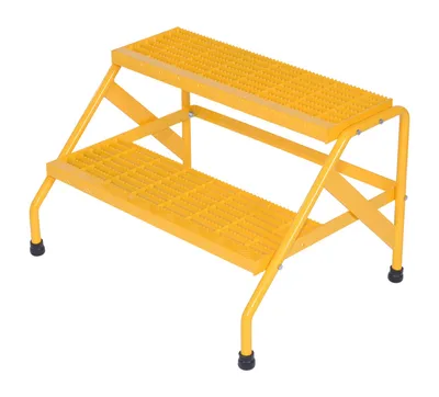 Vestil Aluminum 2 Step Knock Down Wide Stand 500 Lb. Capacity Yellow