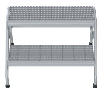 Vestil Aluminum 2 Step Wide Stand 500 Lb. Capacity Silver