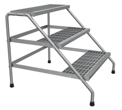 Vestil Aluminum 3 Step Knock Down Wide Stand 500 Lb. Capacity Silver
