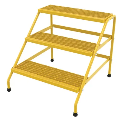 Vestil Aluminum 3 Step Knock Down Wide Stand 500 Lb. Capacity Yellow