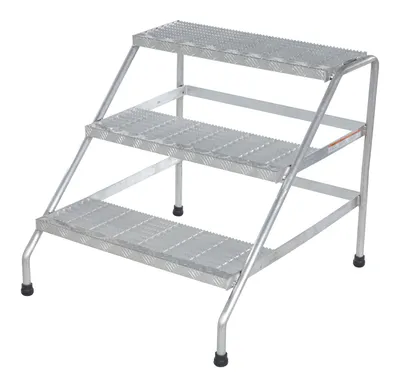 Vestil Aluminum 3 Step Wide Stand 500 Lb. Capacity Silver