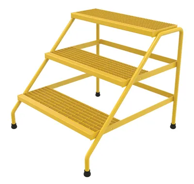 Vestil Aluminum 3 Step Wide Stand 500 Lb. Capacity Yellow