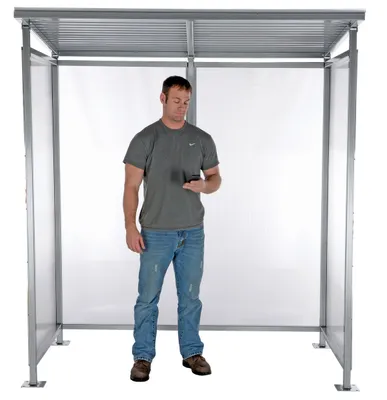 Vestil SSH-7939-80 smoking shelter bus stop shown from an alternate angle