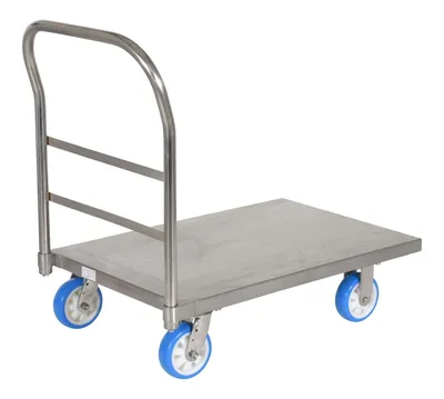 Vestil SSPT-2436 stainless steel platform truck shown from an alternate angle