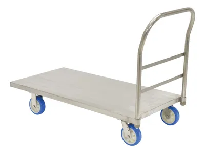 Vestil SSPT-2448 stainless steel platform truck shown from an alternate angle