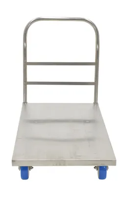 Vestil SSPT-2448 stainless steel platform truck shown from an alternate angle