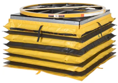 Vestil Steel Open Manual Carousel Top Spring Scissor Table With Vinyl Factory Installed Accordion Skirt 4,500 Lb. Capacity Yellow