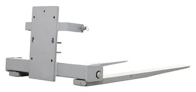 Vestil STA-ATT-AFFK-42 counter balanced narrow stacker w multi-use attachment shown from an alternate angle