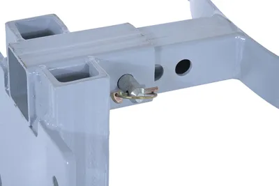 Vestil STA-ATT-HDGR counter balanced narrow stacker w multi-use attachment shown from an alternate angle