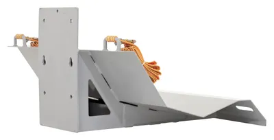 Vestil STA-ATT-RLFT-30 counter balanced narrow stacker w multi-use attachment shown from an alternate angle