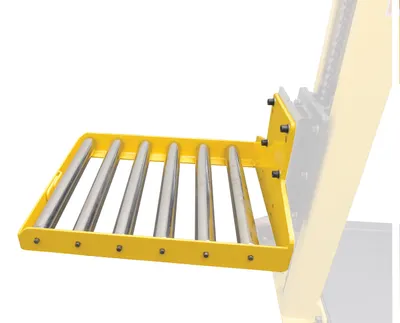 Vestil STA-ATT-RP counter balanced narrow stacker w multi-use attachment shown from an alternate angle