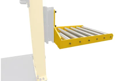 Vestil STA-ATT-RP counter balanced narrow stacker w multi-use attachment shown from an alternate angle