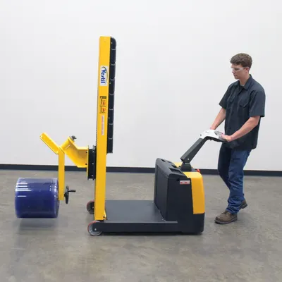 Vestil STA-ATT-RR counter balanced narrow stacker w multi-use attachment shown from an alternate angle