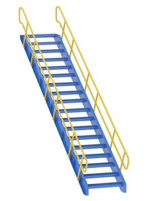 Vestil Steel 18 Step Modular Style Stairway Top Step 132 In. 1,000 Lb. Capacity Blue / Yellow