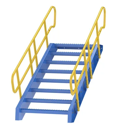 Vestil Steel 8 Step Modular Style Stairway Top Step 60 In. 1,000 Lb. Capacity Blue / Yellow