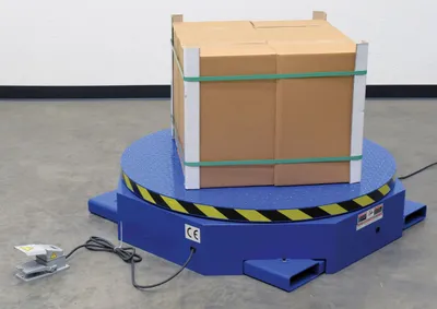 Vestil STPC-WH stand alone powered carousel shown from an alternate angle