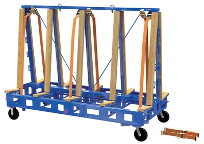Vestil Steel/Wood Slab Transport Rack with Casters 97 In. x 64 In. 4,000 Lb. Capacity Blue