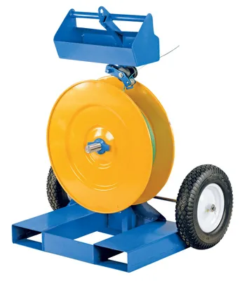 Vestil Steel Industrial Duty Strapping Cart with Fork Pockets 150 Lb. Capacity Blue / Yellow