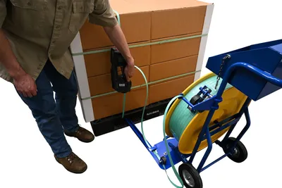 Vestil STRAP-P2 manual pallet probe strapping cart shown from an alternate angle