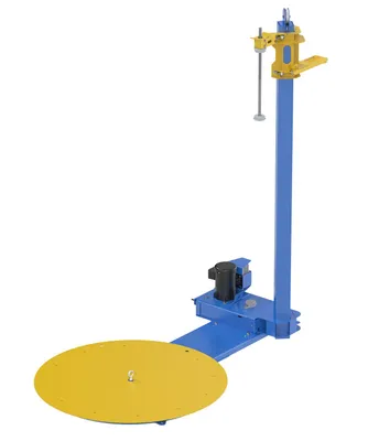 Vestil Steel Semi-Automatic Stretch Wrap Machine 50 In. Turntable Diameter 4,000 Lb. Capacity Blue / Yellow