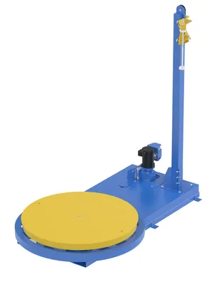 Vestil Steel Semi-Automatic Stretch Wrap Machine 54 In. Turntable Diameter 5,000 Lb. Capacity Blue / Yellow