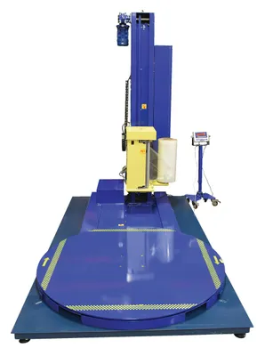 Vestil SWA-60-AW-SCL medium duty high performance auto-wrap stretch wrap machine shown from an alternate angle