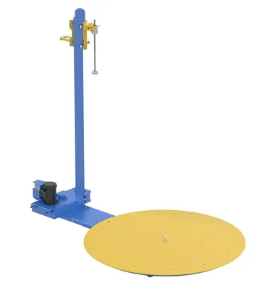 Vestil Steel Semi-Automatic Stretch Wrap Machine 70 In. Turntable Diameter 4,000 Lb. Capacity Blue / Yellow