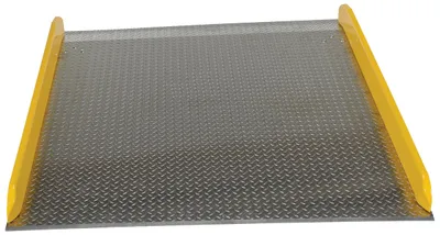 Vestil TAS-10-6072 aluminum truck dockboards with steel safety curb shown from an alternate angle