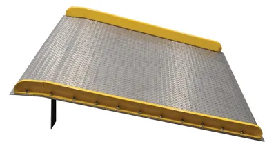 Vestil TAS-15-6072 aluminum truck dockboards with steel safety curb shown from an alternate angle