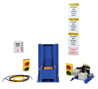 Vestil Steel Electric Hydraulic with Polypropylene LED Light Package Trailer Lock System Blue / Yellow