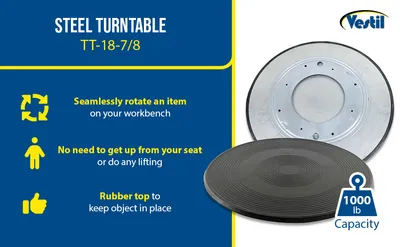 Vestil TT-18-7/8 heavy-duty manual turntable feature highlights