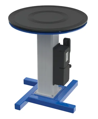 Vestil Steel Turntable 24 In. Diameter DC Powered 28-43 In. Height Adjustment 24V 750 Lb. Capacity Blue