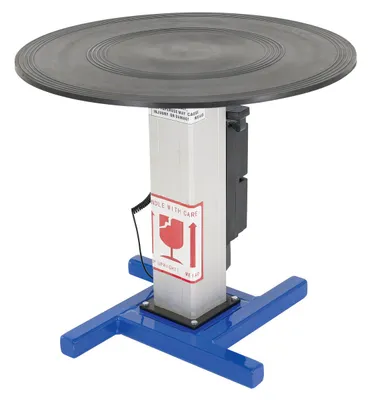 Vestil Steel Turntable 30 In. Diameter DC Powered 28-43 In. Height Adjustment 24V 750 Lb. Capacity Blue