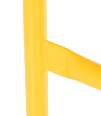 Vestil VDKR-2-BP-YL steel safety railing w welded baseplate shown from an alternate angle